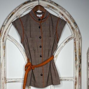S’edge Alma Top-Brown Plaid w/ Orange Trim-Currently sells in boutiques for $250